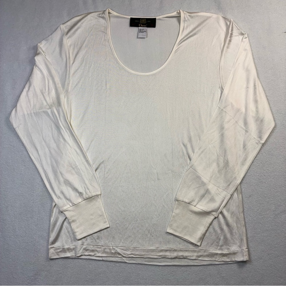 Orvis 100% Silk Base Layer Top Womens Large Long Sleeve Hiking Outdoor Gorpcore